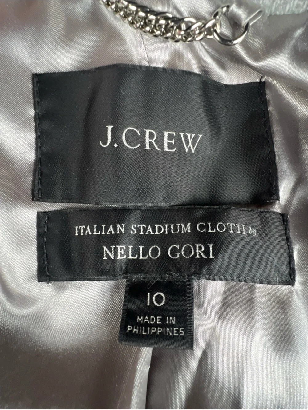 J. CREW Nello Gori Toscana Coat Italian Stadium-Cloth Wool Blend Size 10 Gray